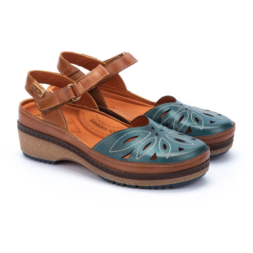 Women's Pikolinos GRANADA Sandals Brown / Turquoise | NZ B2QA018